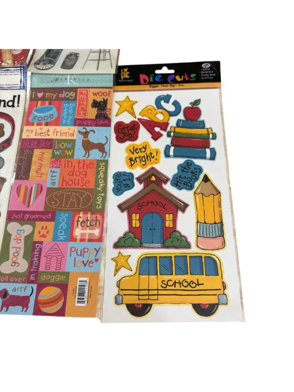 Assorted Scrapbook Sticker Sheets Farm Dog Christmas School Farm Sports